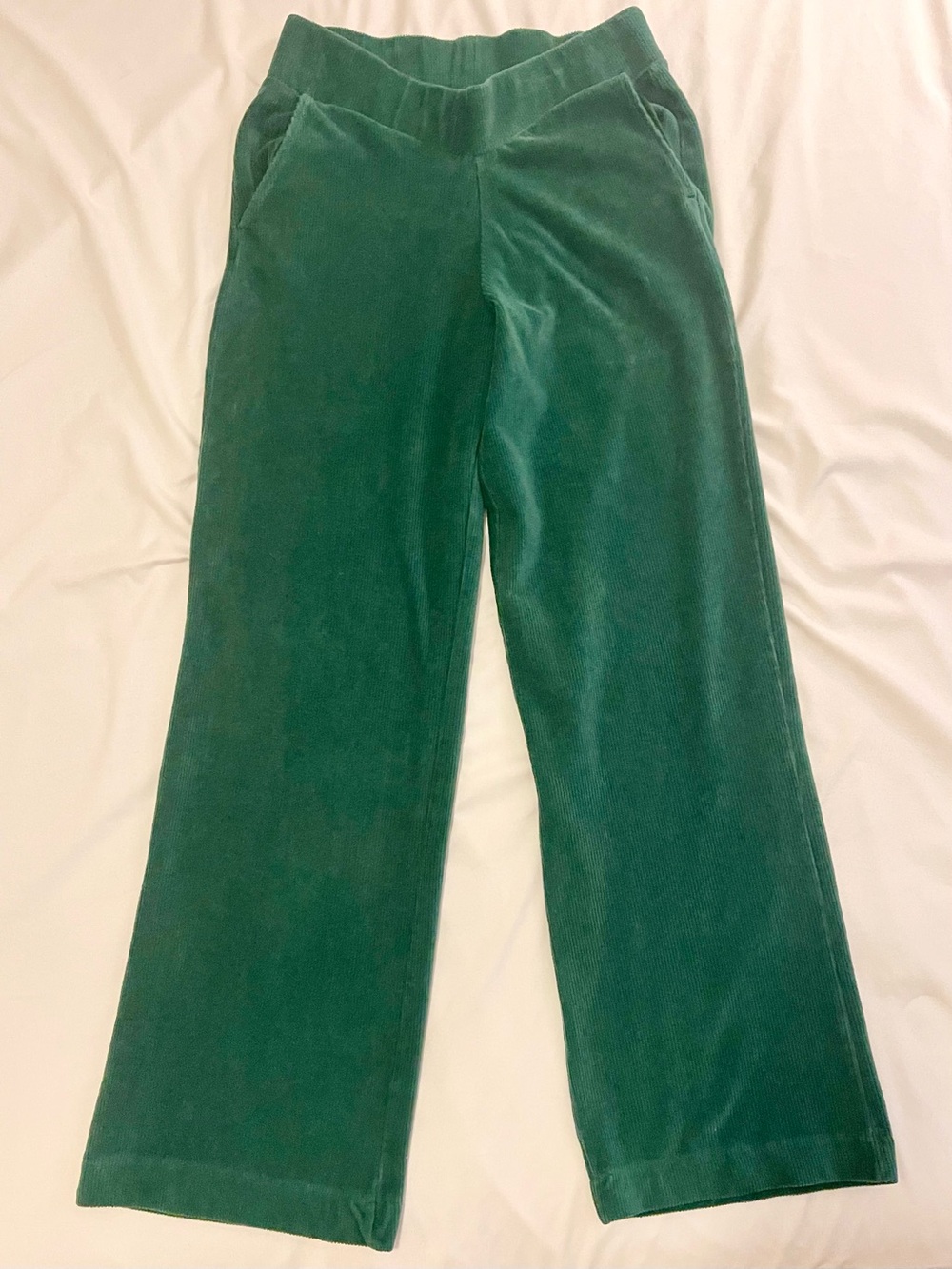Lands' End Green Ribbed Wide Leg Pull On Trousers